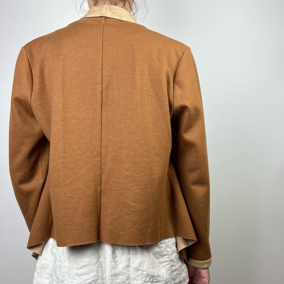 SABA Women’s Wool Rich Blend Cardigan Jacket Tan Cream Felt Long Sleeve Size L - Picture 4 of 14